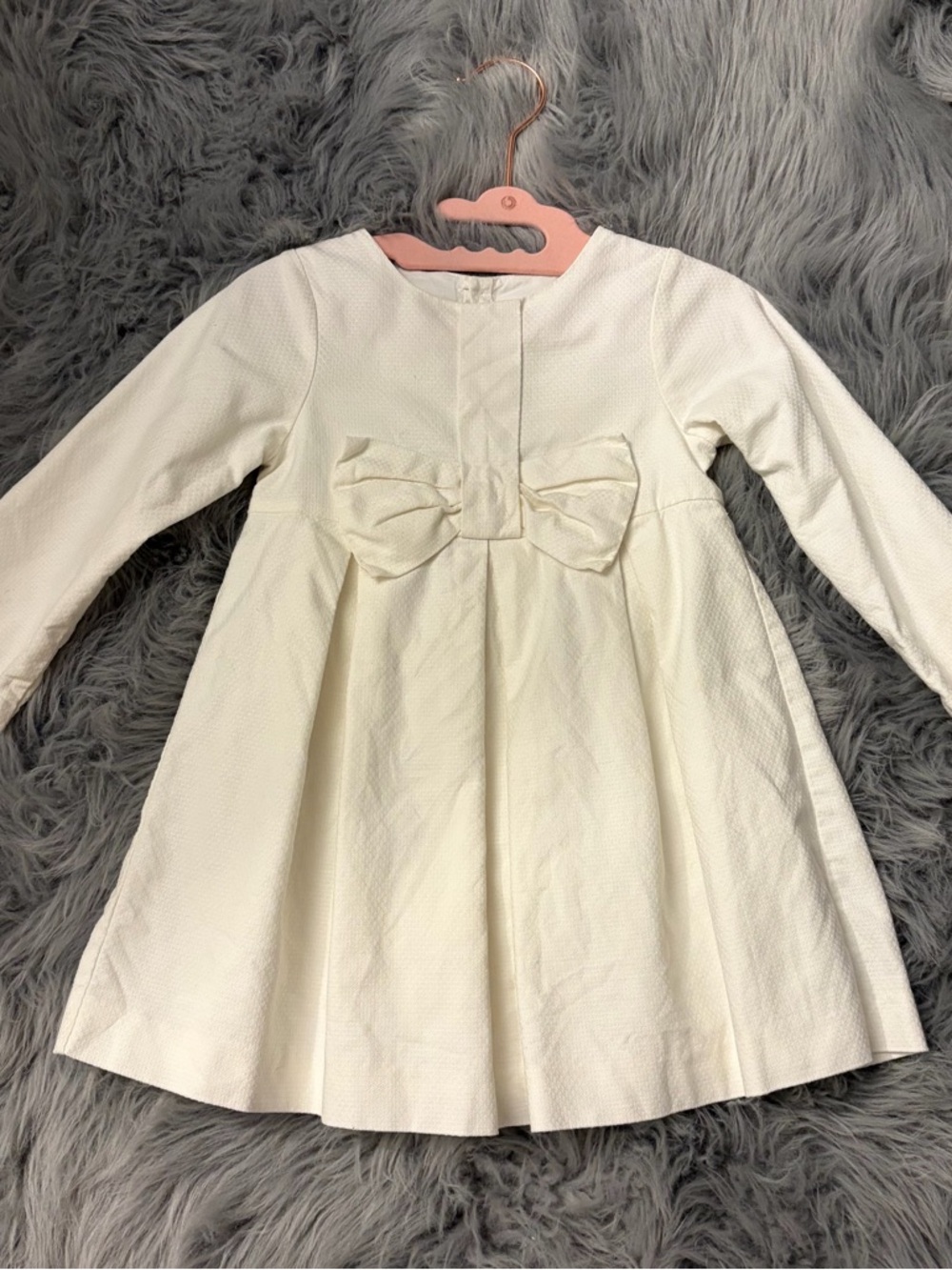 Jacadi Cream Long-Sleeve Bow-Front Formal Dress